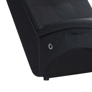 vidaXL Massage Chaise Lounge with Cushion Black Artificial Leather