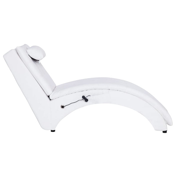 vidaXL Massage Chaise Lounge with Cushion White Faux Leather
