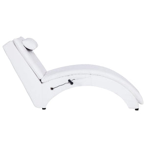 vidaXL Massage Chaise Lounge with Cushion White Faux Leather