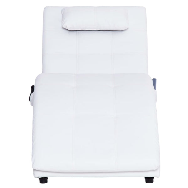 vidaXL Massage Chaise Lounge with Cushion White Faux Leather