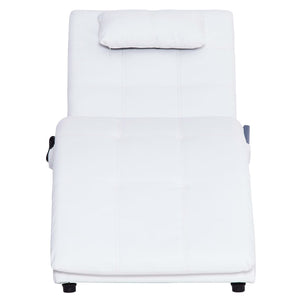 vidaXL Massage Chaise Lounge with Cushion White Faux Leather