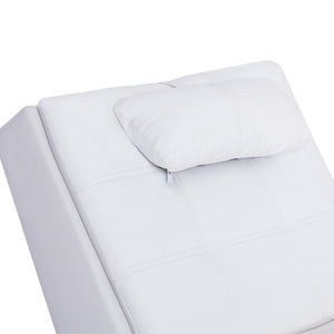 vidaXL Massage Chaise Lounge with Cushion White Faux Leather