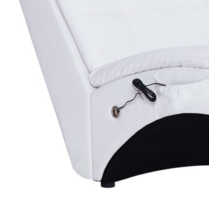 vidaXL Massage Chaise Lounge with Cushion White Faux Leather
