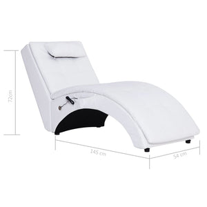 vidaXL Massage Chaise Lounge with Cushion White Faux Leather