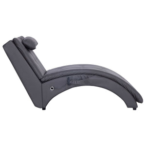 vidaXL Massage Chaise Lounge with Pillow Grey Faux Leather