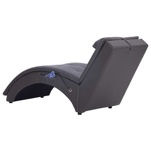 vidaXL Massage Chaise Lounge with Pillow Grey Faux Leather