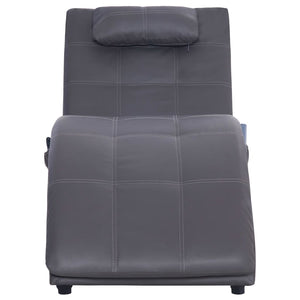 vidaXL Massage Chaise Lounge with Pillow Grey Faux Leather