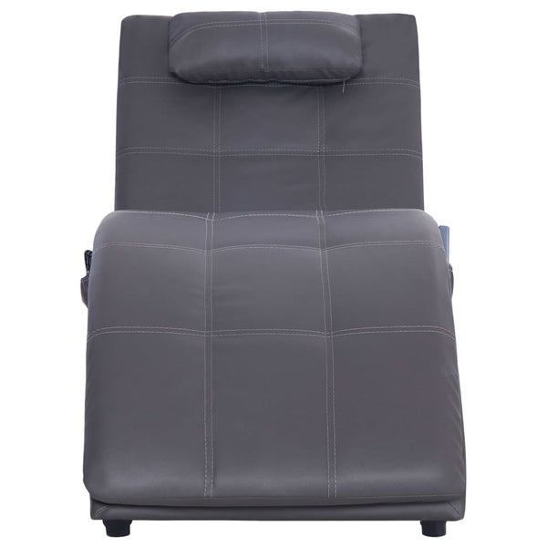 vidaXL Massage Chaise Lounge with Pillow Grey Faux Leather