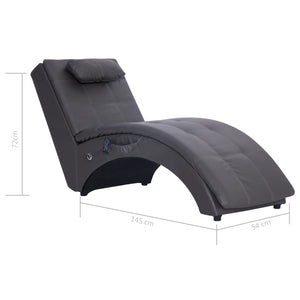 vidaXL Massage Chaise Lounge with Pillow Grey Faux Leather
