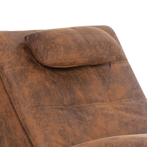 vidaXL Massage Chaise Lounge with Pillow Brown Suede Look