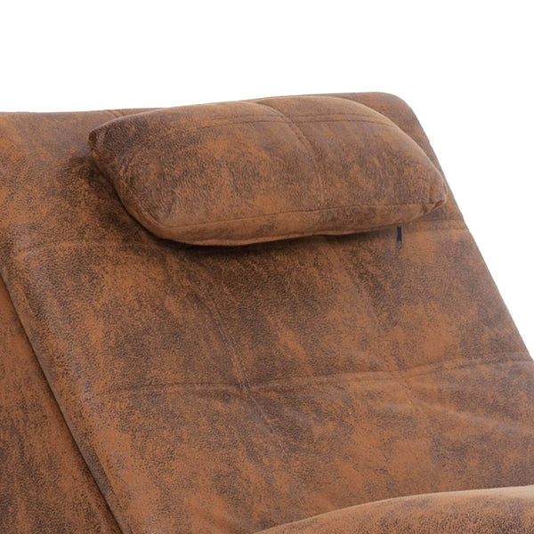 vidaXL Massage Chaise Lounge with Pillow Brown Suede Look