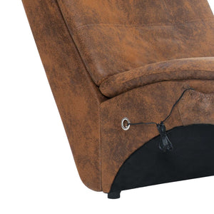 vidaXL Massage Chaise Lounge with Pillow Brown Suede Look