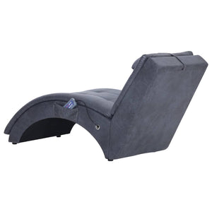 vidaXL Massage Chaise Lounge with Cushion Grey Suede Look
