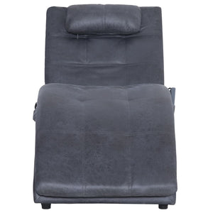 vidaXL Massage Chaise Lounge with Cushion Grey Suede Look