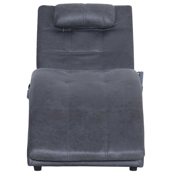 vidaXL Massage Chaise Lounge with Cushion Grey Suede Look
