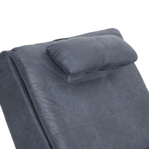 vidaXL Massage Chaise Lounge with Cushion Grey Suede Look