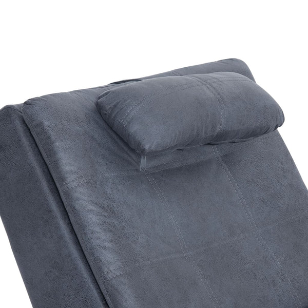 vidaXL Massage Chaise Lounge with Cushion Grey Suede Look