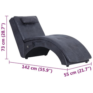 vidaXL Massage Chaise Lounge with Cushion Grey Suede Look