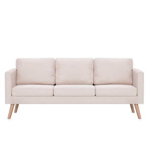 vidaXL 3-Seater Sofa Fabric Cream White