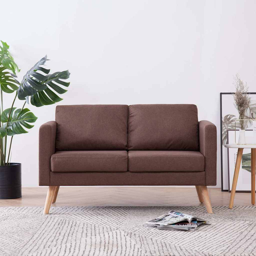 vidaXL 2-Seater Sofa Fabric Brown