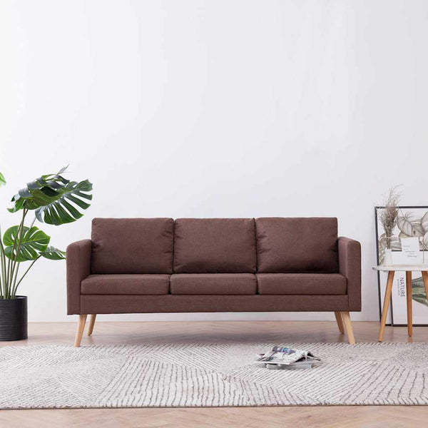 vidaXL 3-Seater Sofa Fabric Brown