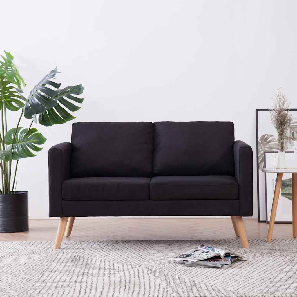 vidaXL 2-Seater Sofa Fabric Black