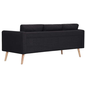 vidaXL 3-Seater Sofa Fabric Black