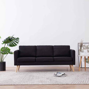 vidaXL 3-Seater Sofa Fabric Black