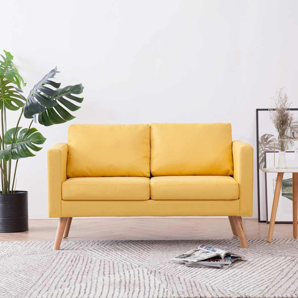 vidaXL 2-Seater Sofa Fabric Yellow