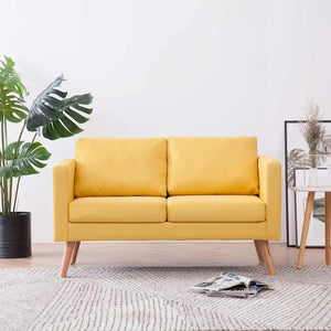 vidaXL 2-Seater Sofa Fabric Yellow