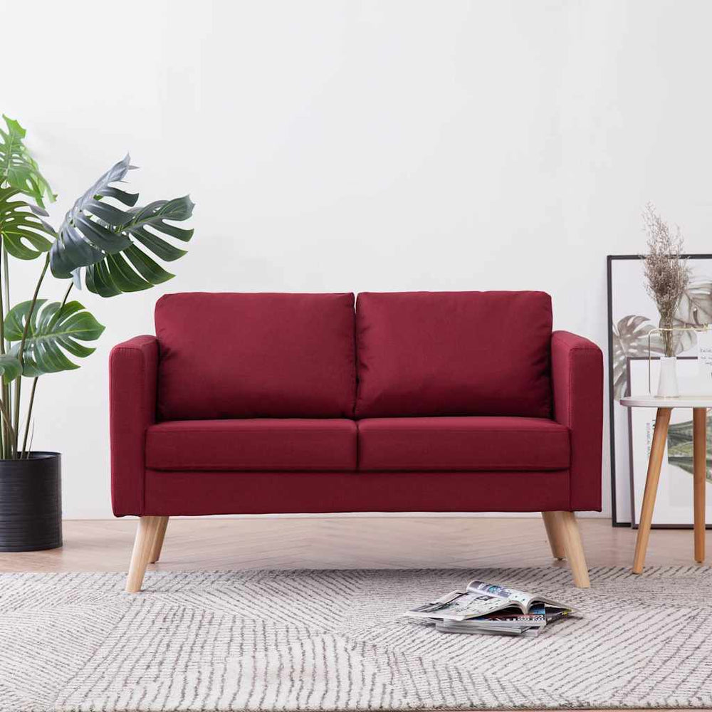 vidaXL 2-Seater Sofa Fabric Wine Red