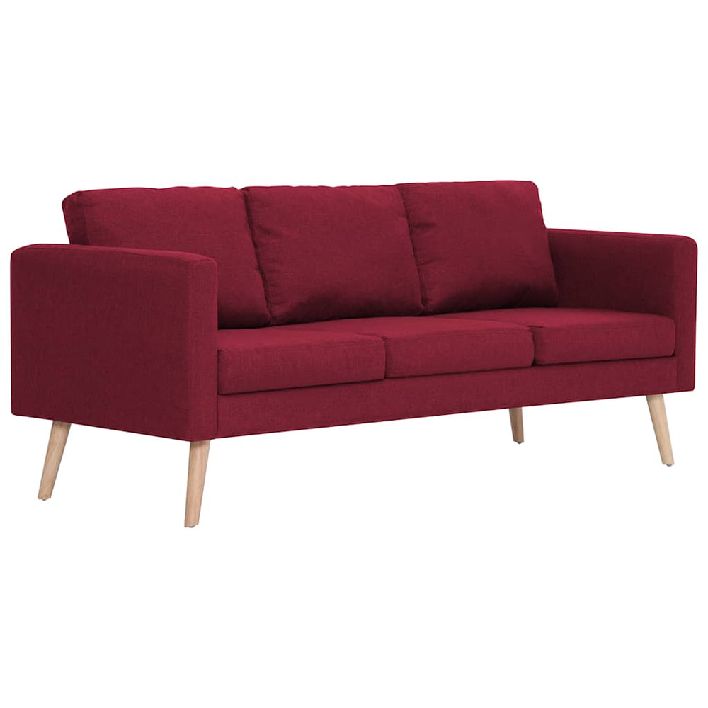 vidaXL 3-Seater Sofa Fabric Wine Red