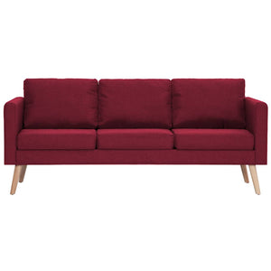 vidaXL 3-Seater Sofa Fabric Wine Red