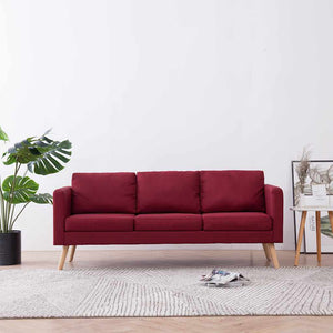 vidaXL 3-Seater Sofa Fabric Wine Red