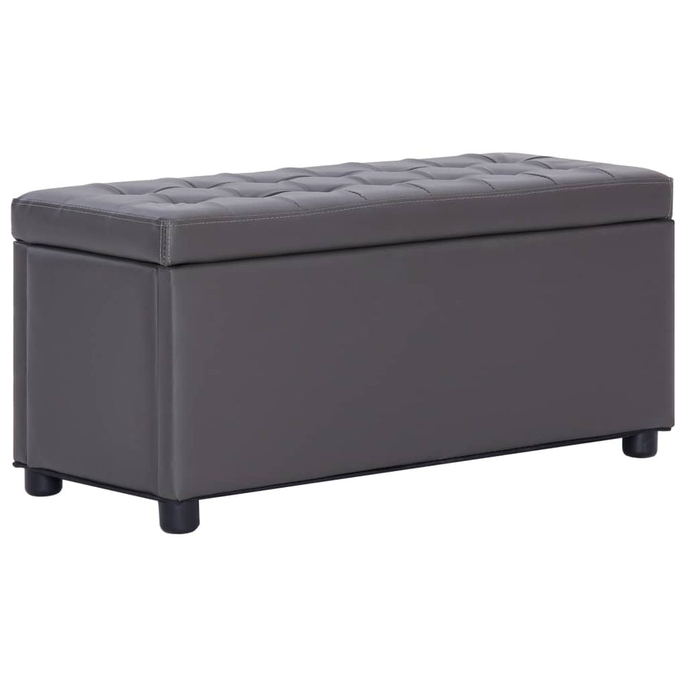 vidaXL Storage Ottoman 87.5 cm Grey Faux Leather