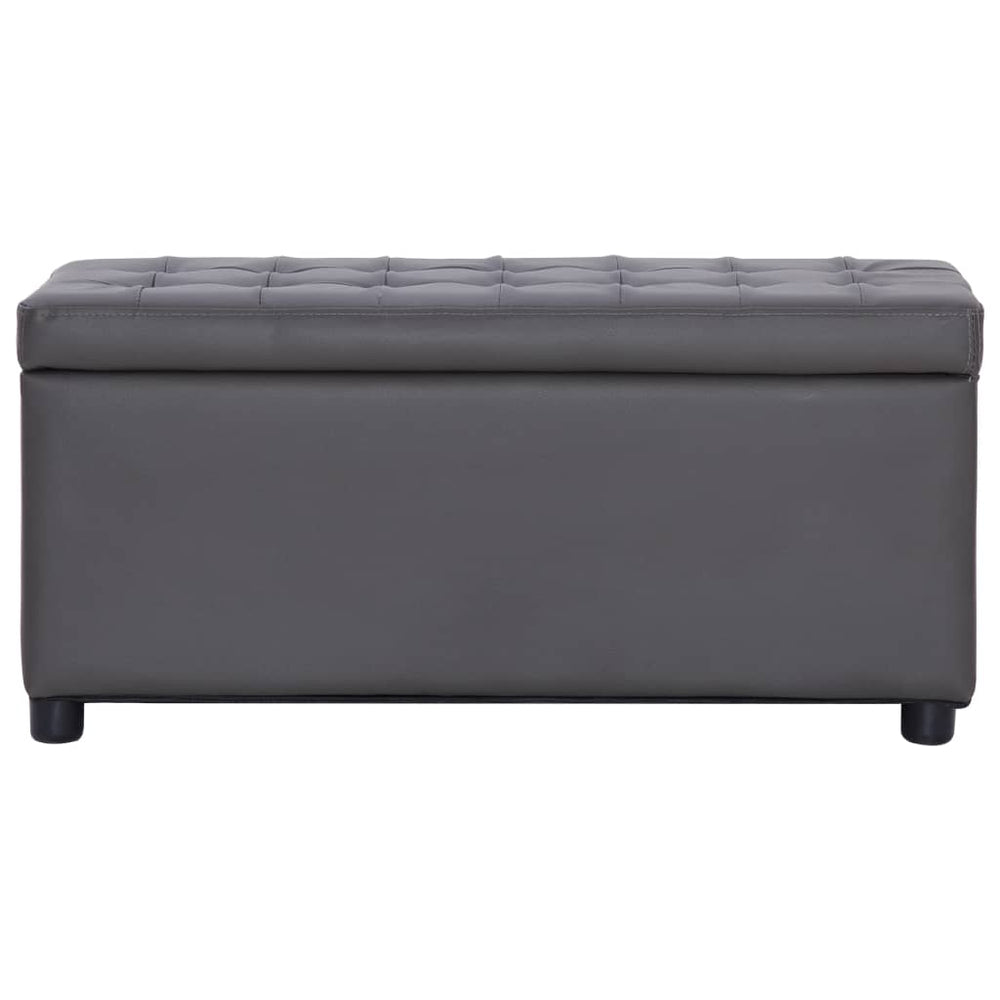 vidaXL Storage Ottoman 87.5 cm Grey Faux Leather