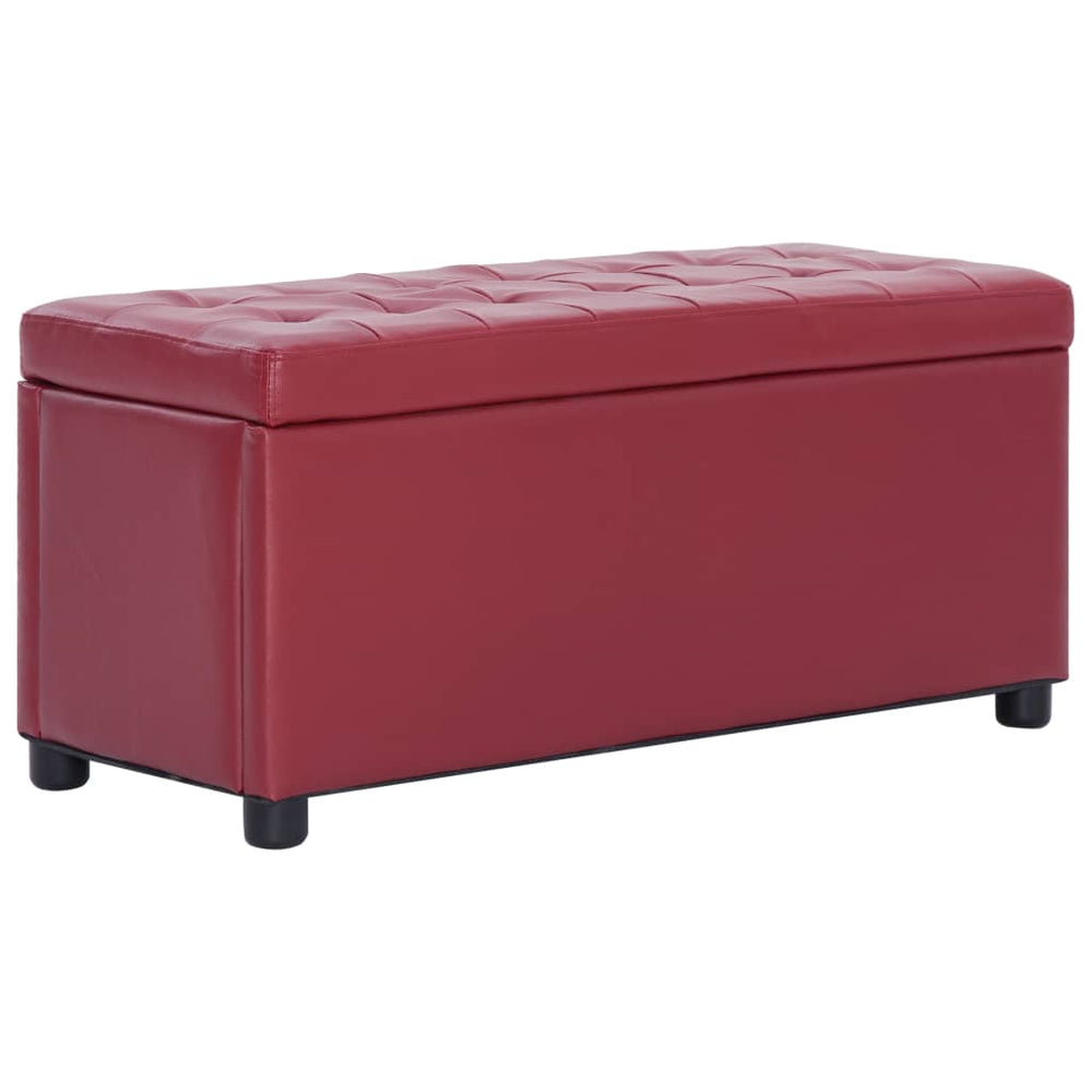 vidaXL Storage Ottoman 87.5 cm Wine Red Faux Leather