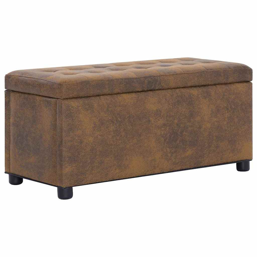 vidaXL Storage Ottoman 87.5 cm Brown Suede Look