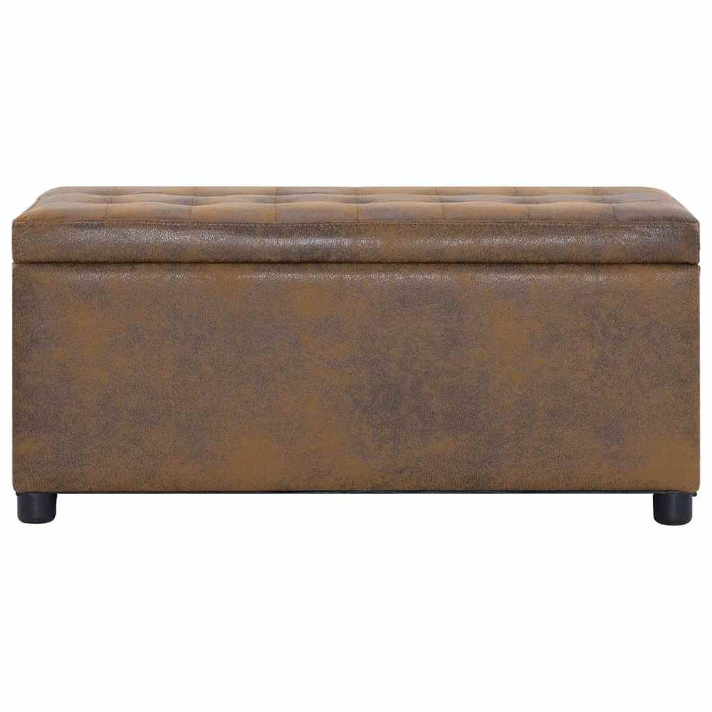 vidaXL Storage Ottoman 87.5 cm Brown Suede Look