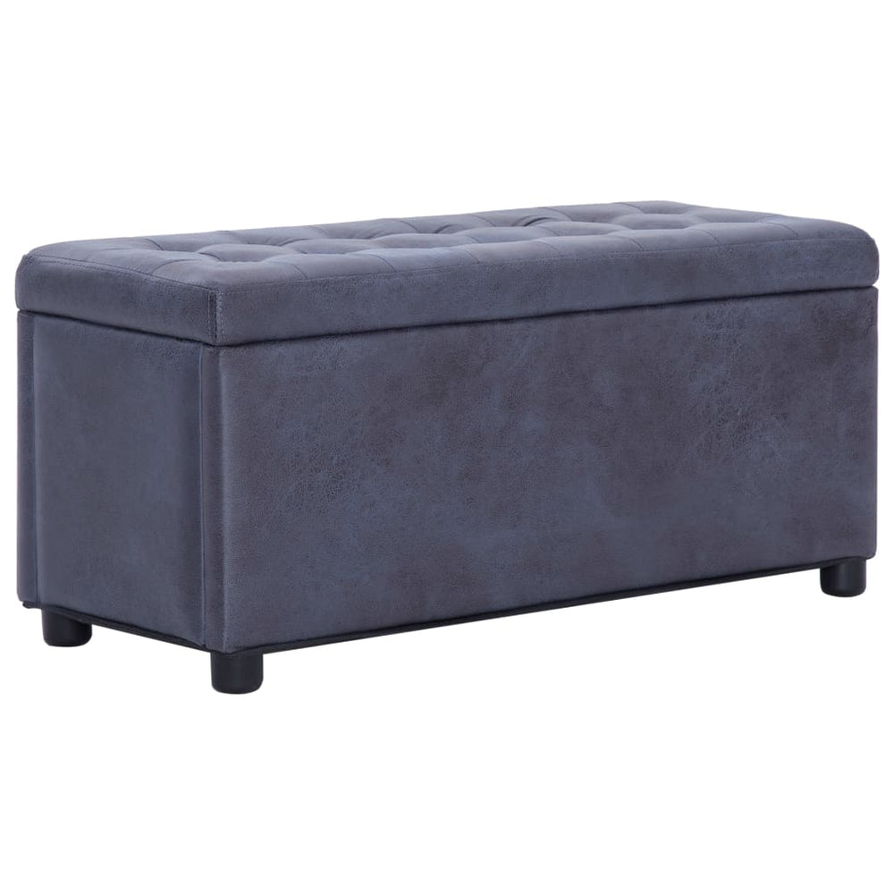 vidaXL Ottoman with Storage 87.5 cm Grey Suede-Look