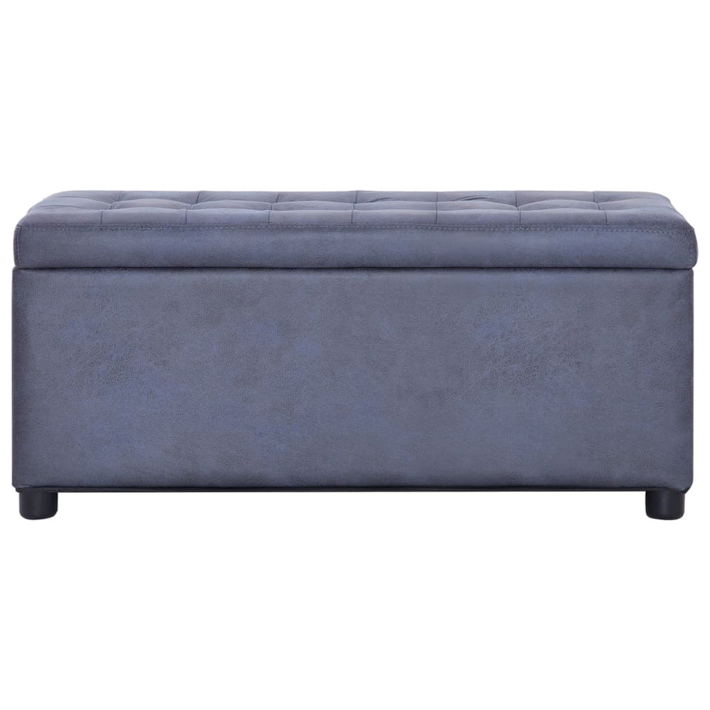vidaXL Ottoman with Storage 87.5 cm Grey Suede-Look