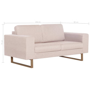 vidaXL 2-Seater Sofa Fabric Cream White