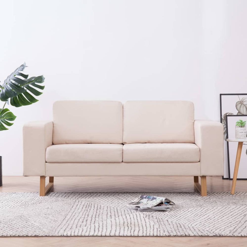vidaXL 2-Seater Sofa Fabric Cream White