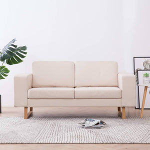 vidaXL 2-Seater Sofa Fabric Cream White