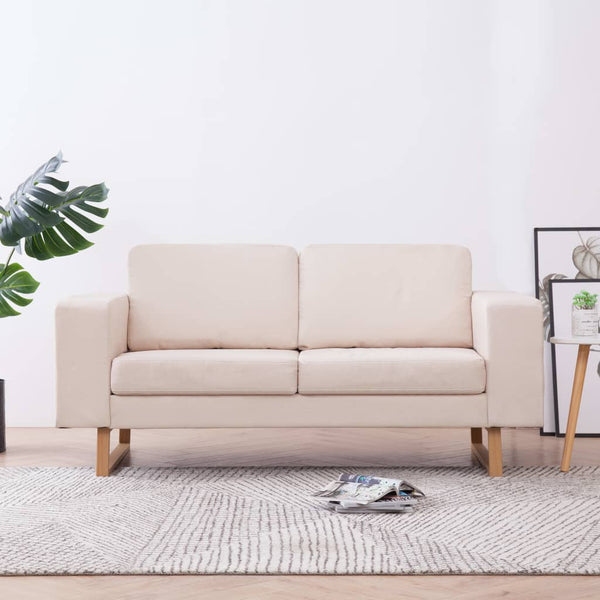 vidaXL 2-Seater Sofa Fabric Cream White