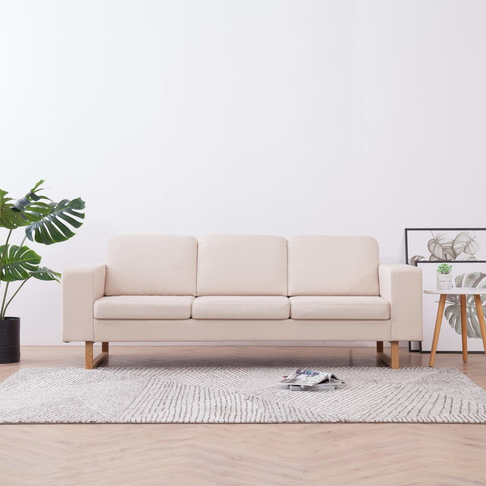 vidaXL 3-Seater Sofa Fabric Cream White
