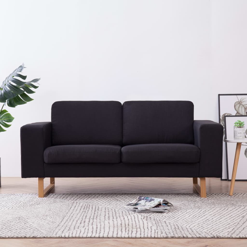 vidaXL 2-Seater Sofa Fabric Black
