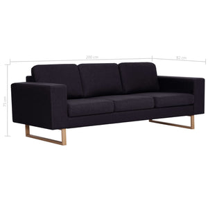 vidaXL 3-Seater Sofa Fabric Black