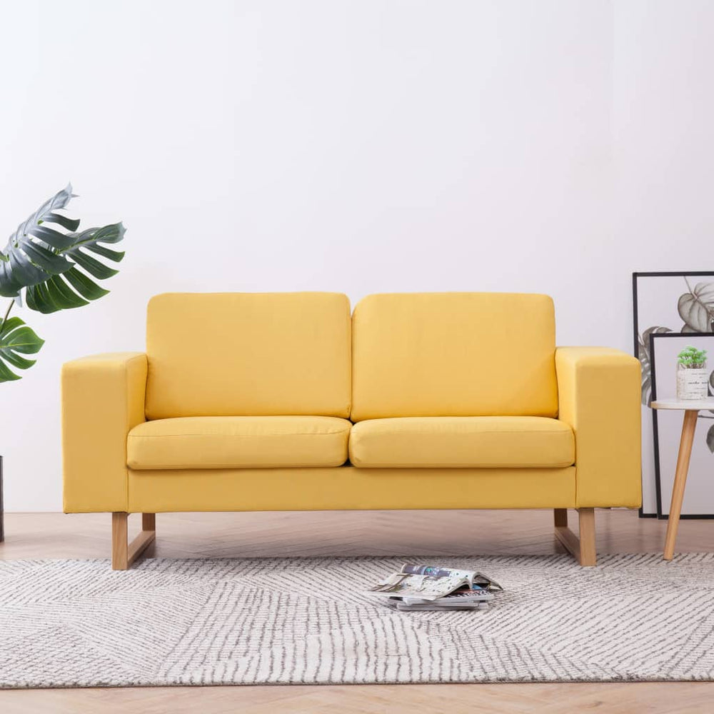 vidaXL 2-Seater Sofa Fabric Yellow