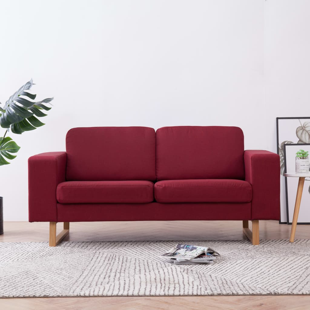 vidaXL 2-Seater Sofa Fabric Wine Red